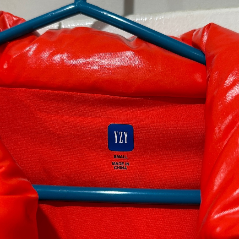 Yeezy Red Shiny Puffer Jacket View 4